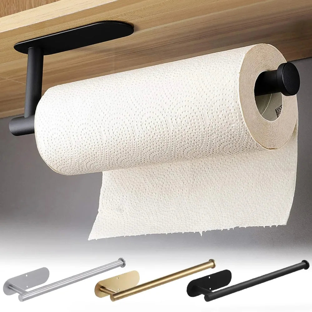 No Punching Self Adhesive Toilet Paper Holder Wall Mount Stainless Steel Tissue Towel Roll Dispenser Bathroom Kitchen Wall Hooks